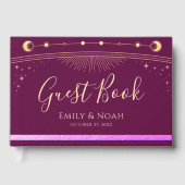 Livre D'or Celestial Fuchsia Gold Sun Moon Stars Wedding  (Recto)