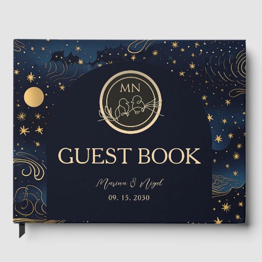 Livre D'or Celestial Navy Gold Wedding (Recto)