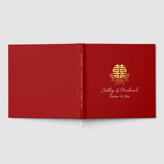 Livre D'or Cercle double bonheur fleur mariage chinois (Complet)