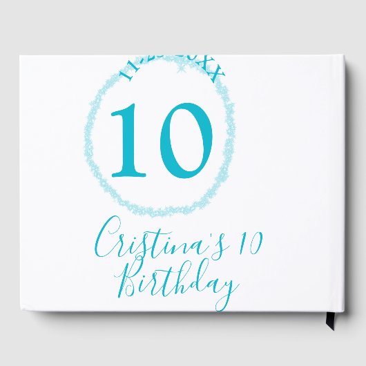 Livre D'or Cercle turquoise. Parties scintillant ronde 10e an (Verso)