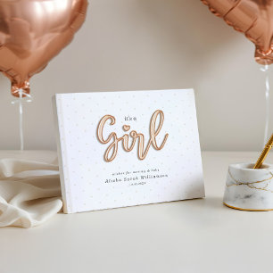 Livre D'or C'est une fille Rose Gold Script Balloon Letters B