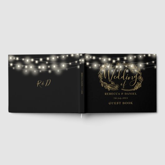 Livre D'or Chaîne Lights Floral Noir Et Mariage Or (Complet)