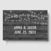 Livre D'or Chaîne Lumineuse sur Bois Gris Foncé pour Mariage (Recto)