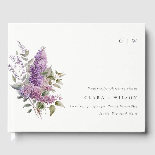 Livre D'or Chalet Dusky Lilac Mariage d'aquarelle florale (Recto)