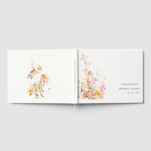 Livre D'or Champignon chic Wildflower Mariage botanique d'aut (Complet)