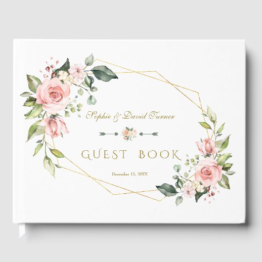 Livre D'or Charm Aquarelle Blush Floral Mariage (Recto)
