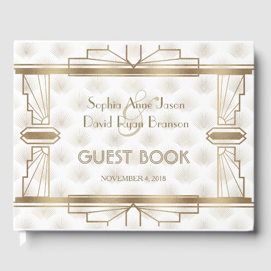 Livre D'or Charmante Gold Great Gatsby Art Déco Mariage des a (Recto)