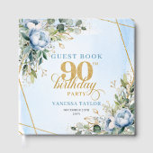 Livre D'or Charming 90th Birthday Dusty Blue Floral Memory (Recto)