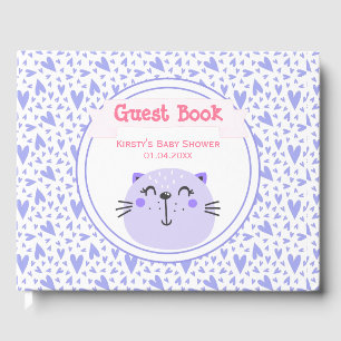 Livre D'or Chat mignon pourpre Lilac Hearts Baby shower