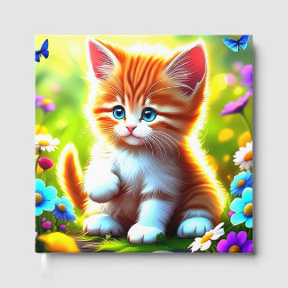 Livre D'or Chaton Tigré Adorable dans un Monde Floral Art P