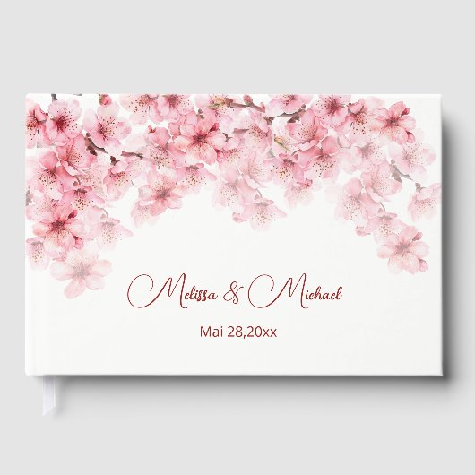 Livre D'or Cherry Blossom Pink White Wedding (Recto)