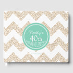 Livre D'or Chevron Choose Color 40th Birthday Guest Book<br><div class="desc">Personnalisable 40e anniversaire de fête Livre d'hôtes avec grand chevron texturé sur arrière - plan blanc et cercle. Vous pouvez facilement modifier la couleur arrière - plan du cercle et du texte - nom et âge - (police, taille et position) en cliquant sur le bouton personnaliser. Disponible en carnet spiral...</div>