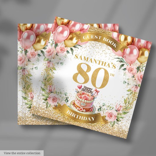 Livre D'or Chic 80e anniversaire Guest Book Blush Parties sci