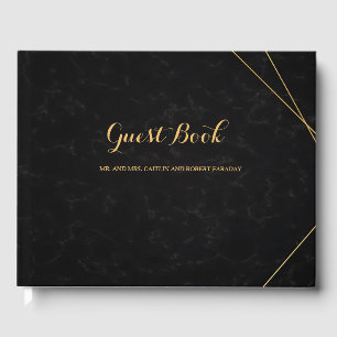 Livre D'or Chic Black & Gold Cadre géométrique invité