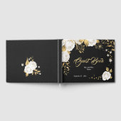Livre D'or chic blanc fleuri or feuille noir (Complet)