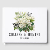 Livre D'or Chic blanc Hydrangea et Mariage papillon (Recto)