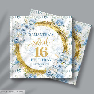 Livre D'or Chic Bleu Bleu Doux 16 Invité Album de mémoire cad