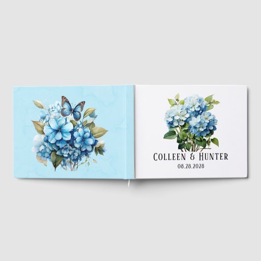 Livre D'or Chic Blue Hydrangea Floral Mariage (Complet)