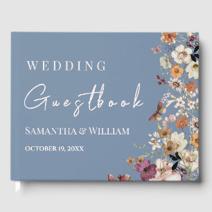 Livre D'or Chic Boho Fleur sauvage Rustic Periwinkle Mariage
