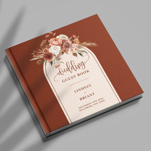 Livre D'or Chic Burnt Orange Pampas Grass Boho Arch Mariage