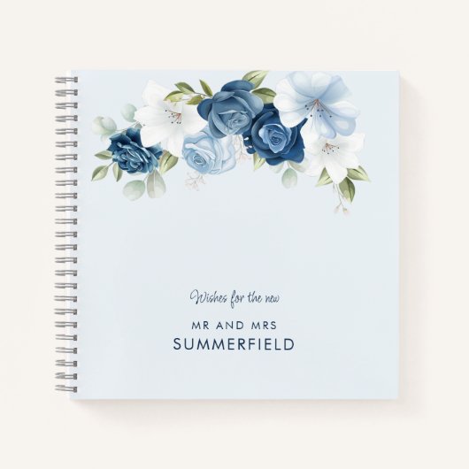 Livre d'or Chic Dusty Blue Floral Mariage (Devant)