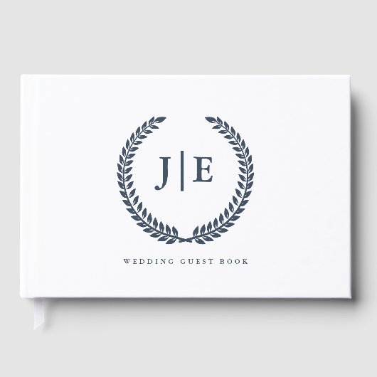 Livre D'or Chic Elegant Wreath Monogram Wedding (Recto)