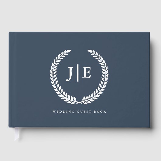Livre D'or Chic Elegant Wreath Monogram Wedding (Recto)