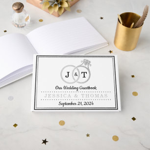 Livre D'or Chic Faux Argent Huile Monogramme Mariage Cercles
