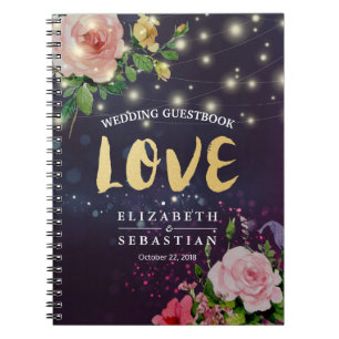 Livre d'or Chic Floral Purple Sparkle Light mariag