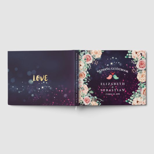 Livre d'or Chic Floral Purple Sparkle Light mariag (Complet)