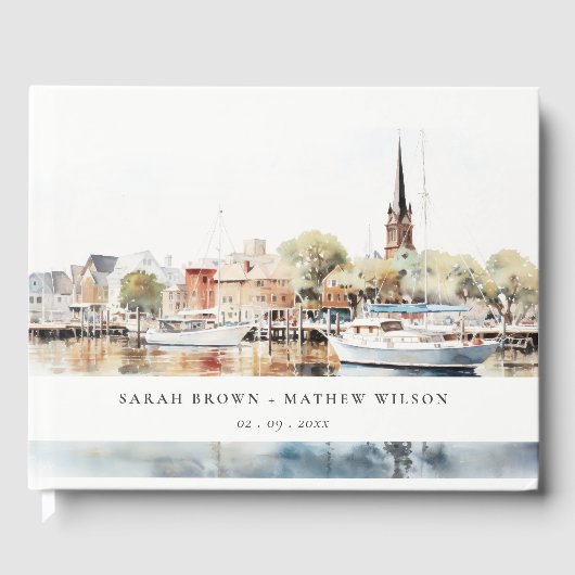 Livre D'or Chic Mariage d'aquarelle Annapolis Maryland (Recto)