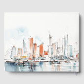Livre D'or Chic Miami Floride Skyline Mariage d'aquarelle (Verso)