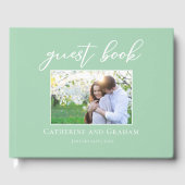 Livre D'or Chic Mint Green Mariage Couple Photo (Recto)