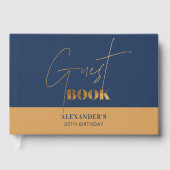 Livre D'or Chic Navy et Gold Script Anniversaire Merci (Recto)