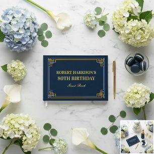 Livre d'or Chic Navy Gold 80e Anniversaire