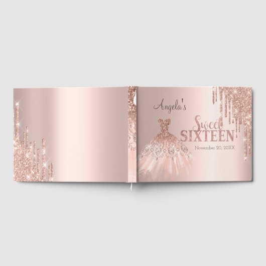 Livre D'or Chic Parties scintillant Rose Gold Sweet 16 (Complet)