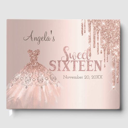 Livre D'or Chic Parties scintillant  Rose Gold Sweet 16 (Recto)