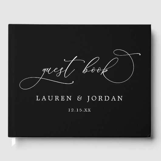 Livre D'or Chic Photo moderne Mariage noir & blanc (Recto)