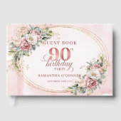 Livre D'or Chic Rose Gold Floral Greenery 90th Birthday Sign (Recto)