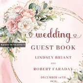 Livre D'or Chic Rose Gold Floral Greenery Wedding Guest Book