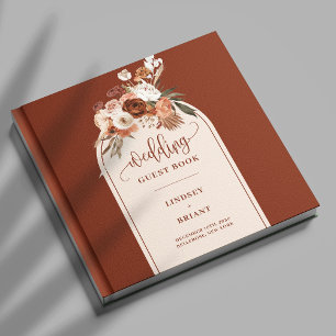 Livre D'or Chic Terracotta Pampas Grass Boho Floral Mariage