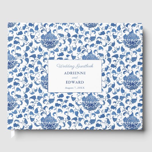 Livre D'or Chinoiserie Chic Classic Mariage Bleu (Recto)
