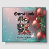 Livre D'or Christmas Bone Romance, A festive skeleton couple. (Recto)