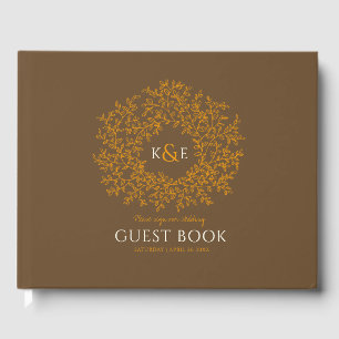 Livre D'or Chute brun blanc feuille orange mariage
