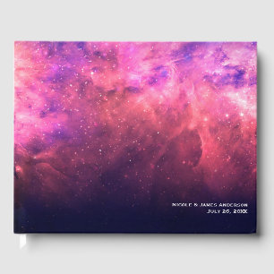 Livre D'or Ciel de mariage cosmique galactique étoilé violet