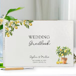 Livre D'or Citron Grove Rustique Italien Mariage à thème<br><div class="desc">Livre d'or mariage Lemon Grove. Le design se compose d'un citronnier, de carreaux méditerranéens bleus et jaunes et d'une branche de citrons aux fleurs florales et verdoyantes. Parfait pour un thème mariage citron, mariage d'inspiration italienne, villa méditerranéenne rustique esthétique, couleurs mariage bleues et jaunes ou mariage extérieur à toute heure...</div>