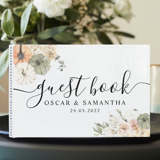 Livre D'or Citrouilles et fleurs d'aquarelle modernes