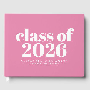 Livre D'or Classe 2026 Mignon Rose Moderne Personnalisé