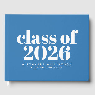 Livre D'or Classe de 2023 Chic Blue Minimalist Personnalisé
