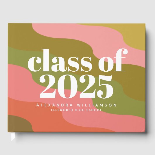 Livre D'or Classe de 2023 Retro Super rose et vert Nom (Recto)